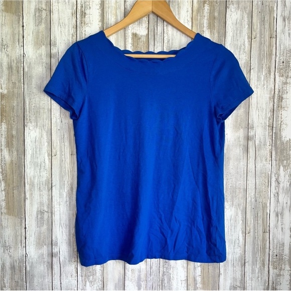 Talbots Blue Scalloped Edge Tee - Picture 1 of 3